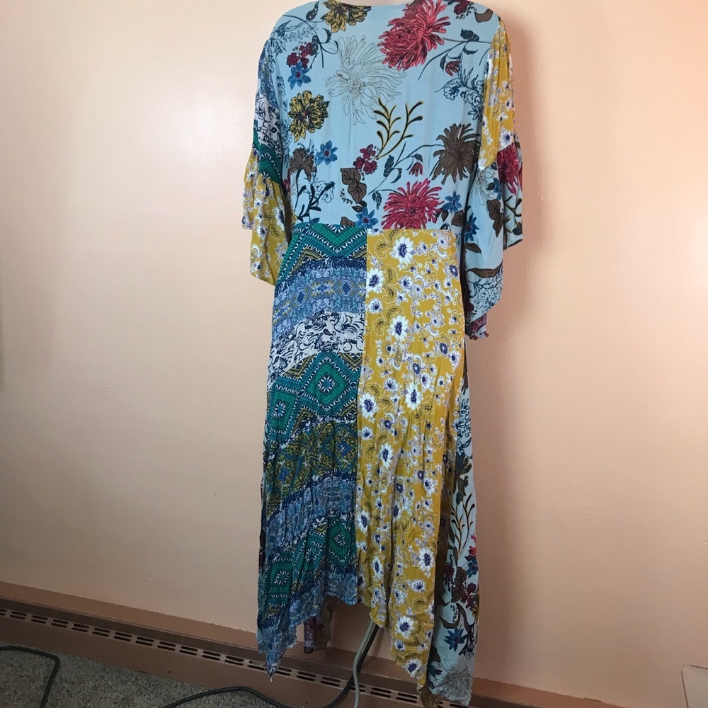 UmGee Button Front Contrasting Floral Patchwork Print Maxi Dress Women S NEW - Picture 7 of 10
